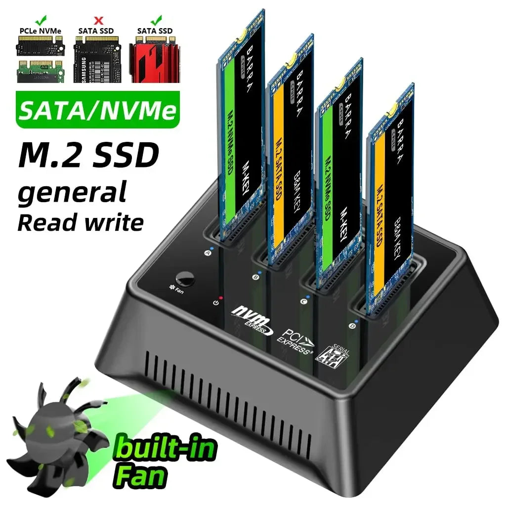 MAIWO 4 Bay M.2 SATA NVMe Docking Station 10Gbps M2 NVME NGFF SSD Case USB3.1 Type-C Gen2 External Hard ssd box with Cooling Fan