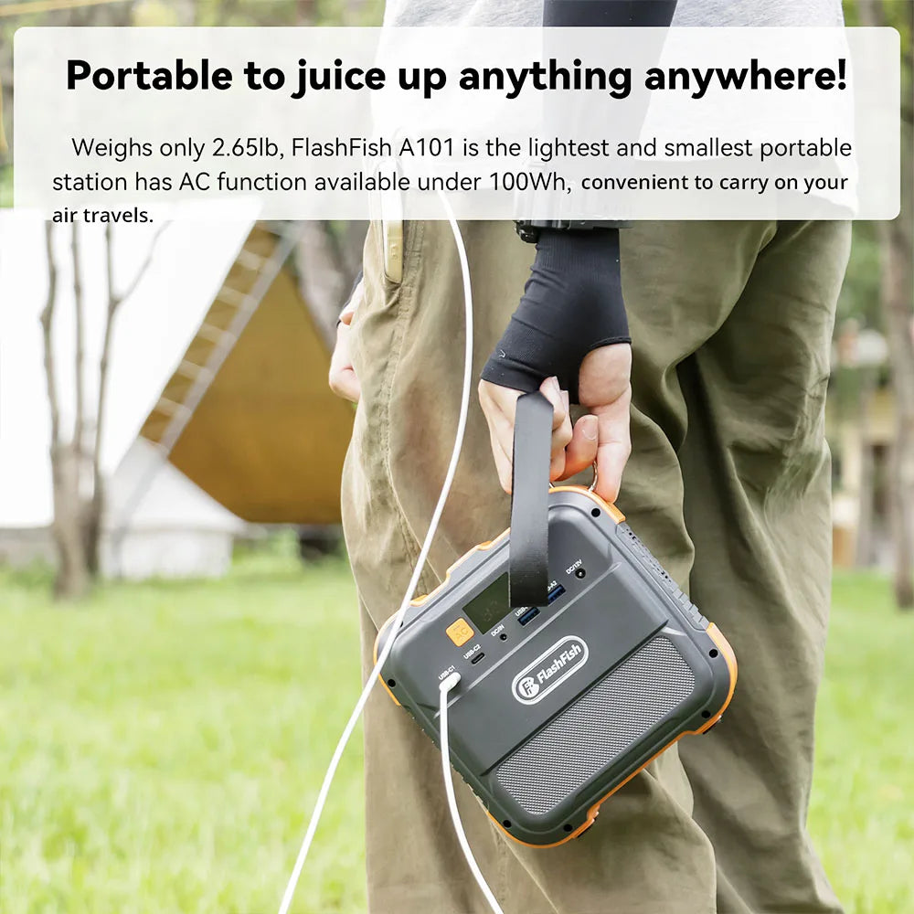 Flashfish A101 120W 98Wh 26400mAh Portable Power Station Backup Solar Generator for Outdoor Travel Camping Home SOS Flashlight