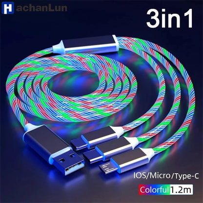 USB 3-i-1-kabel med LED-belysning