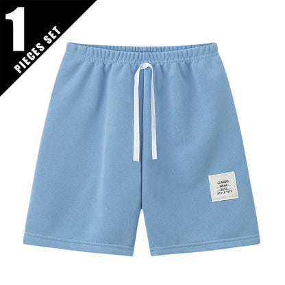 1/3/6 Pcs Children's Solid Color Drawstring Strap Shorts Boy Casual Fashion Pants Girl Joker Comfortable Elastic Waist Pants