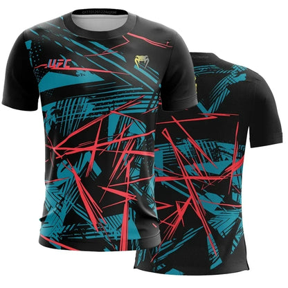 Men's T-shirt Fashion Quick Drying Casual Breathable O-neck Short Sleeve Tops Hot Summer Selling UFC Boxing Fighting Competition