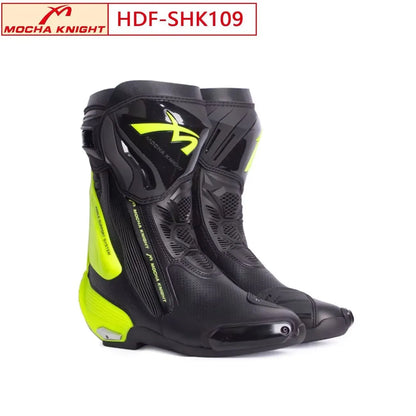 Crossstövlar MOCHA KNIGHT SH109 – perforerade sommarstövlar i läder, unisex 35–46