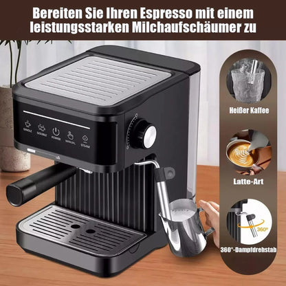 20 Bar Espresso Machine Smart Touchscreen 360° Steam Wand Cup Warmer Single Double Shot 1.8L Black