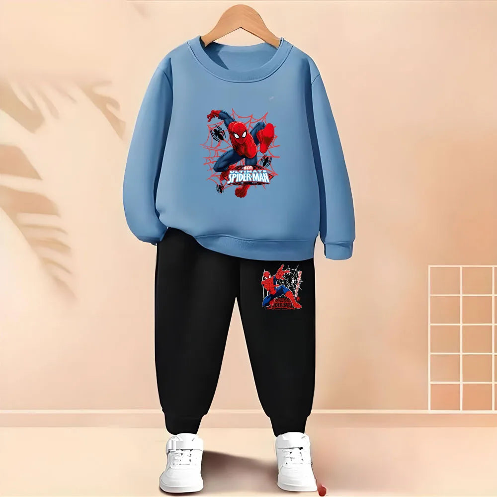 2026 Spring Autumn Children's Hoodies Sets Boys Cartoon print Pullover and Long Pants Two Piece Set Kids Casual Thin Tracksuit