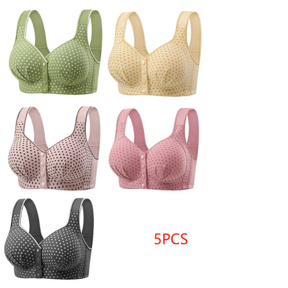 Women's One-piece Bra Fixed Cup Front Buckle Underwear Middle-aged Elderly Women Large-sized Bra Without Steel Rings Vest Bra