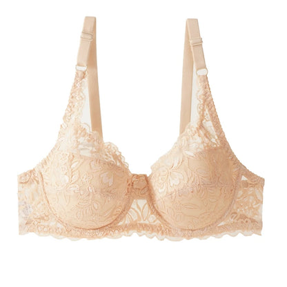 Women New Sexy Floral Lace Bras Comfort Breathable Underwear Brassiere Summer Thin Push Up Bras Solid Color Lace Bra