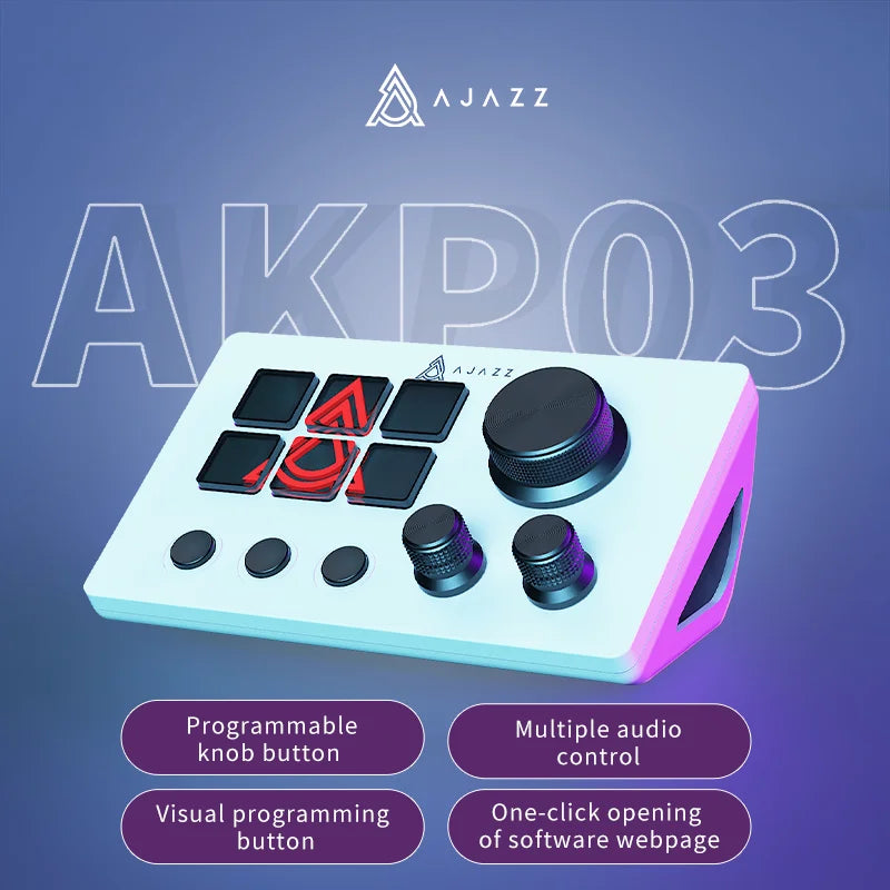 AJAZZ AKP03 Desktop Control Panel, Programmable Keypad for Stock Trading Live Streaming Audio Mixing, Shortcut Controller