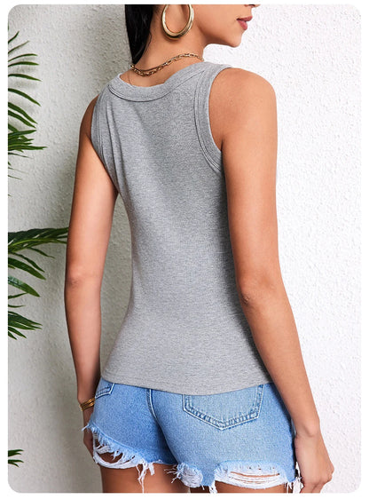 3-piece Ladies Solid Color Vest Fashion Joker Young Woman Threaded Camisole