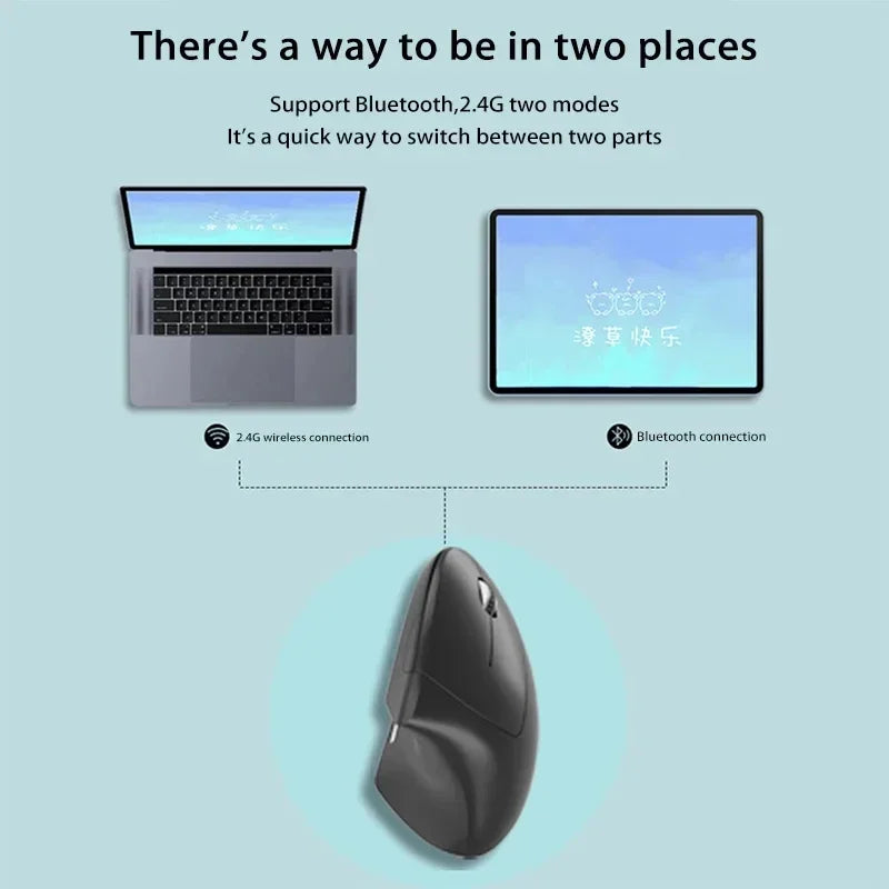 Lenovo Trådlös Vertikal Mus Uppladdningsbar Ergonomisk Bluetooth 2.4G Tyst Datormus