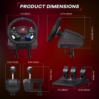 Gaming Steering Wheel For PS5/PS4/PC 270°&900° RGB Simulator Racing Wheel Volante Macro Vibration Hall 3Pedal and Gear Lever Set