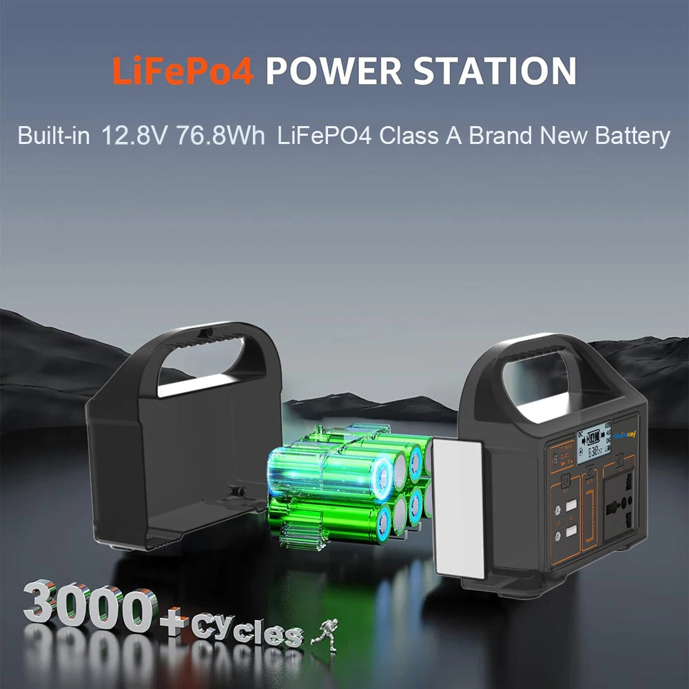 Gaiaray 100W All-in-one Power Station AC 220V Solar Generator   76.8Wh LiFePO4 Battery Emergency Portable Power Plant LED Light UPS Backup Power Bank For Outdoor Camping Travel Fishing Tool