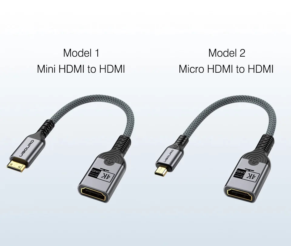 Mini/Micro HDMI hane till HDMI hona-adapter 4K