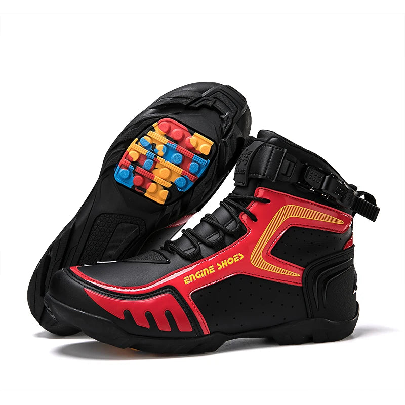 Men Leather Motos Breathable Anti Slip Wear-resistant Riders Boots Motorbike Racing Ankle Length Shoes 2026 New Motorcycle Boots