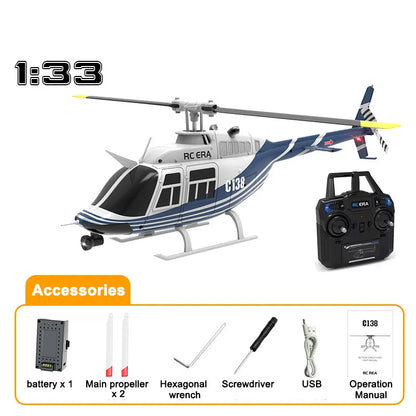 RC Helikopter Bell 206 – 4CH 2.4GHz 6-axlat Gyro Höjdhållning App-styrd 80–100m CE Inomhus/Utomhus C138 2026