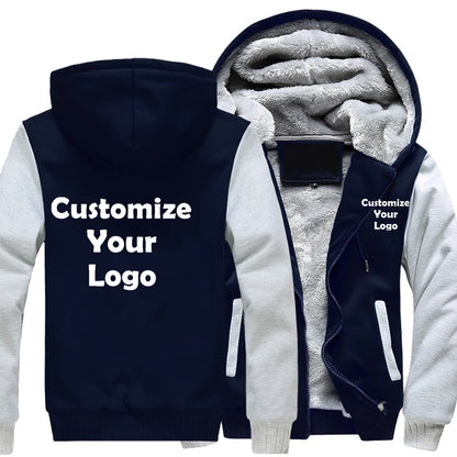 Herr Hoodie Vinterjacka 2026 – Anpassningsbar Tryck Streetwear Casual Zip Tjock S–4XL 4 Färger