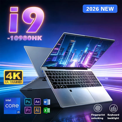 15.6' Intel Core I9 10980HK Laptop Computer Windows 11 Pro 16GB RAM 1TB 2TB SSD Notebook PC Portable Laptops Gaming Fingerprint