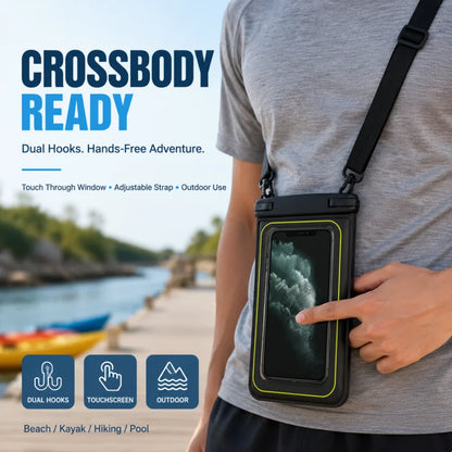 Flytande Vattentätt Mobilfodral med Crossbody-rem – Dubbelhake, Touchkänslig, 10 Färger, upp till 6,9"