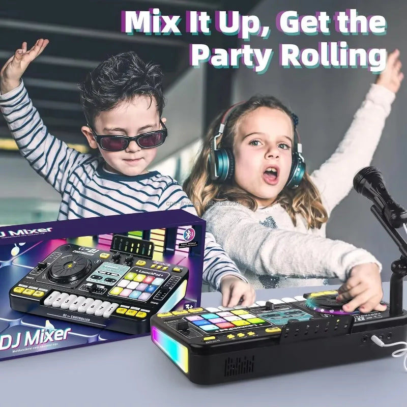 DJ-mixleksak för barn med tangentbord och skivspelare