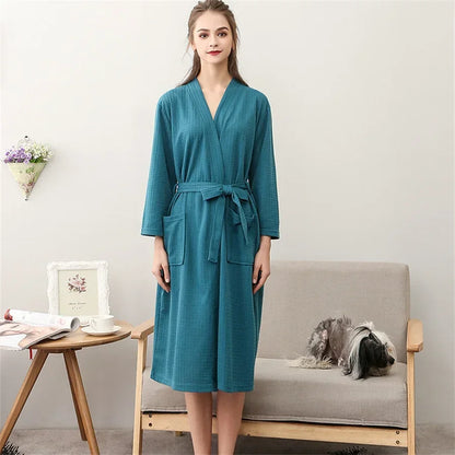 Unisex Kimono Badrock Lång – Lätt Mjuk Sommar & Höst Loungewear, 17 Färger M–3XL