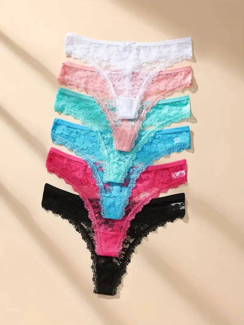 3Pcs Sexy Lace Women Thongs Transparent Women Panties Sexy Underwear Solid Floral G-String Size XS-XL Female Underpants Lingerie