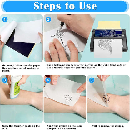 200-5PCS Tattoo Transfer Paper A4 Size Carbon Thermal Stencil Papers Tattoo Tracing Copier Paper for Printer Tattoo Accessories