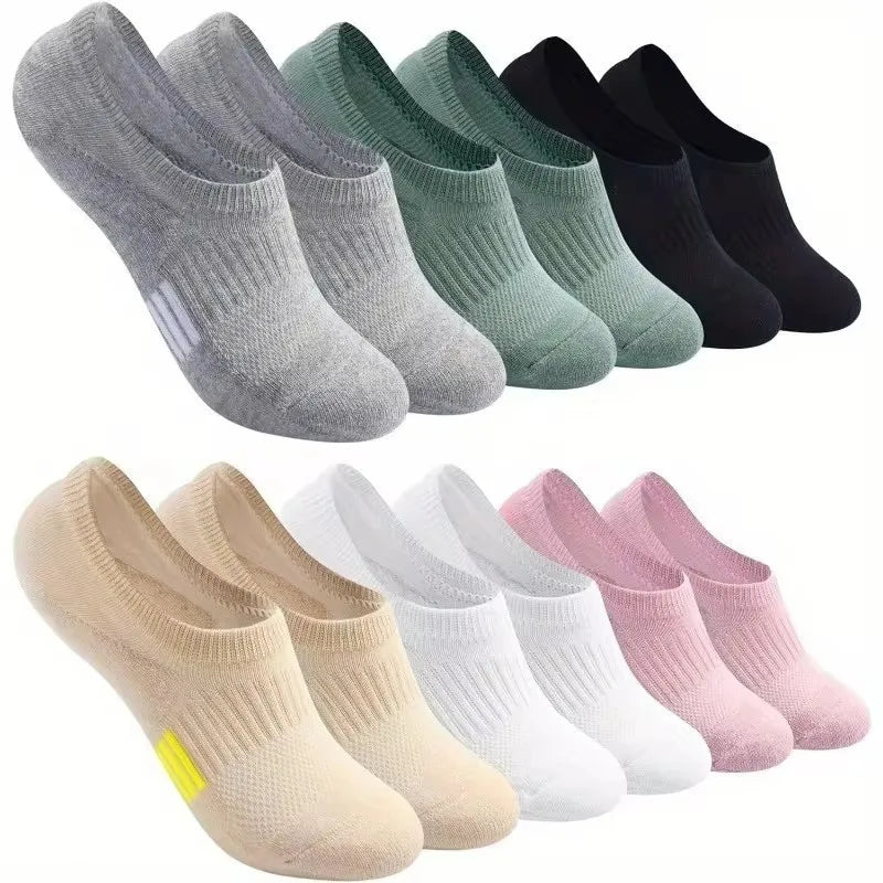 6/12 Pairs Women Breathable Mesh Invisible Ankle Socks Summer Lightweight Breathable Elegant Solid Color Sports Leisure Socks