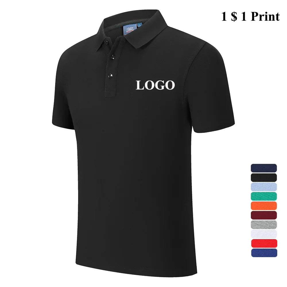 Polo-shirt med Eget Tryck eller Logotyp – 100% Bomull, Unisex S–6XL (Asian)