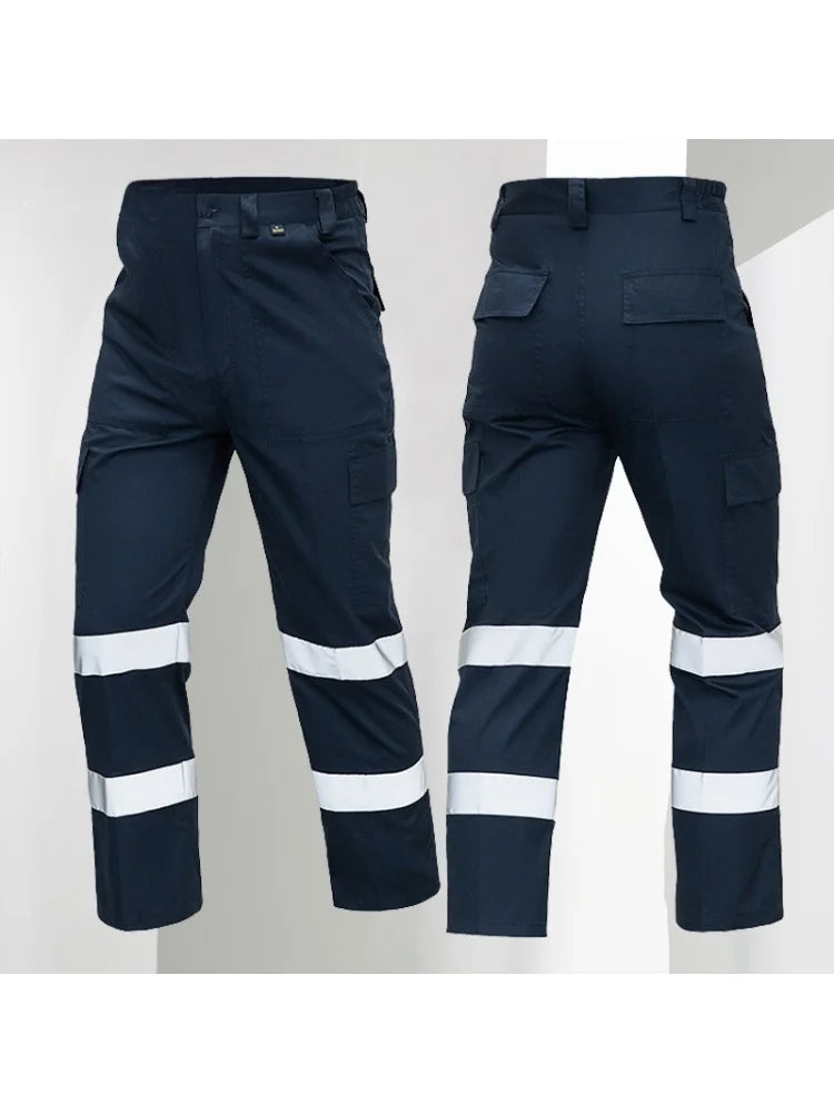 Men's Work Pants for Electricians, Auto Repair, Reflective Strips, Construction Site Trousers, Loose Labor Protection Pants Over