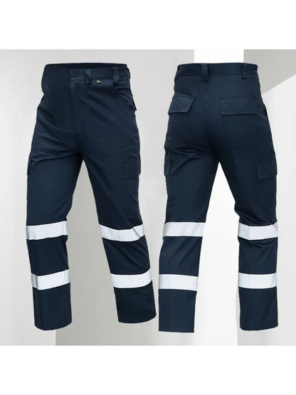 Men's Work Pants for Electricians, Auto Repair, Reflective Strips, Construction Site Trousers, Loose Labor Protection Pants Over