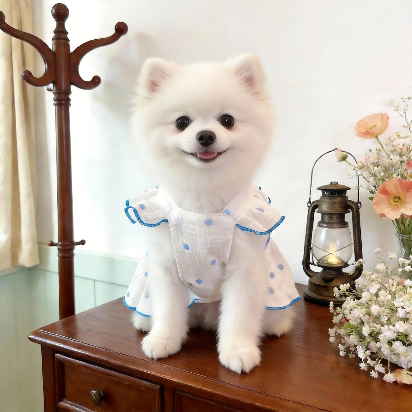 Cat Summer Dress Anti Shedding Thin Pet Clothes Leash D Ring Breathable Kitten Small Dog Puppy Cute Ragdoll Style Princess Skirt