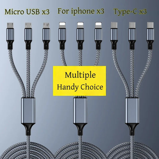 3-i-1 multikabel USB-A med USB-C, Lightning och Micro USB
