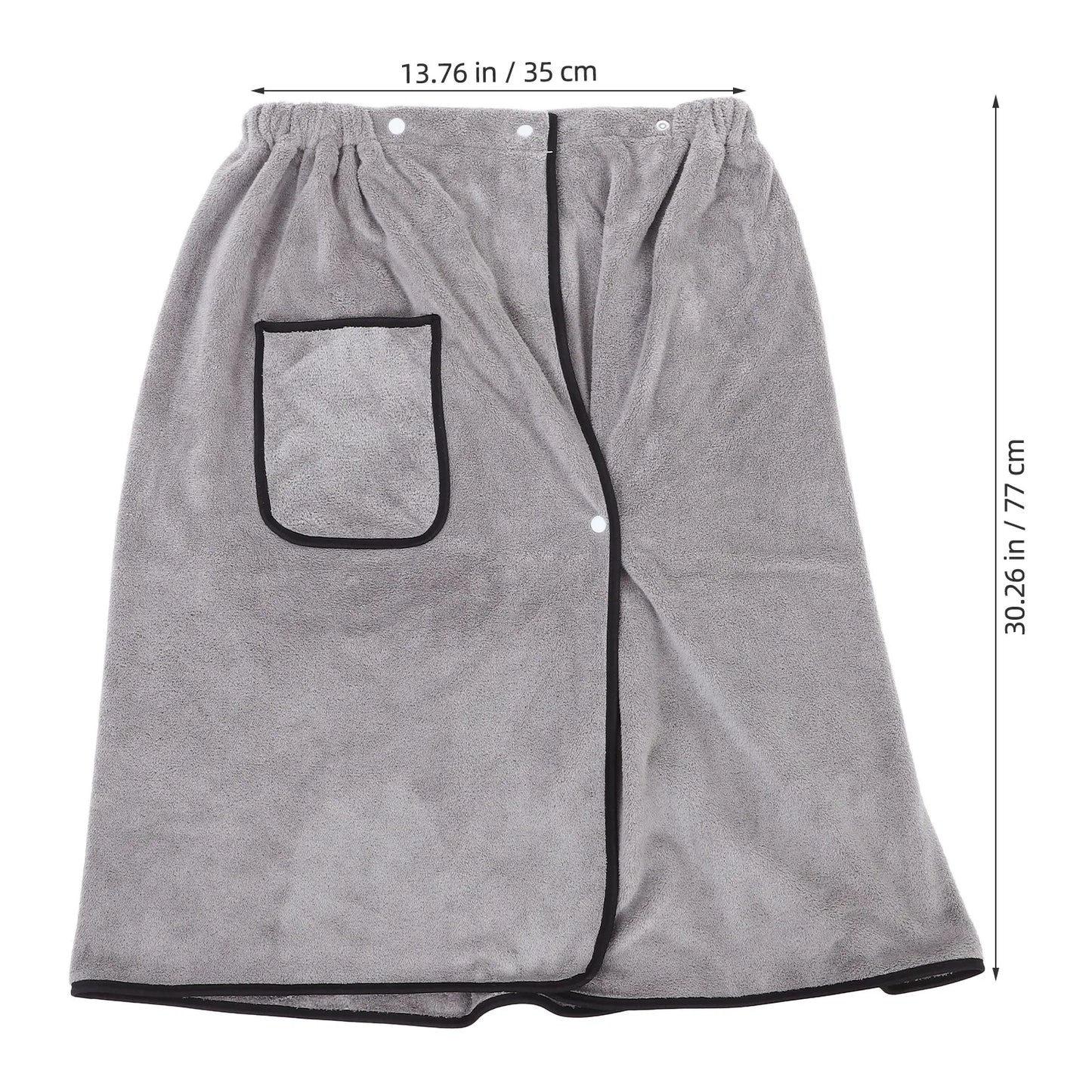 Men Wearable Bath Wrap Adjustable Snap Closure Coral Fleece Towel Highly Absorbent Drying for Bathroom Pool Beach Spa