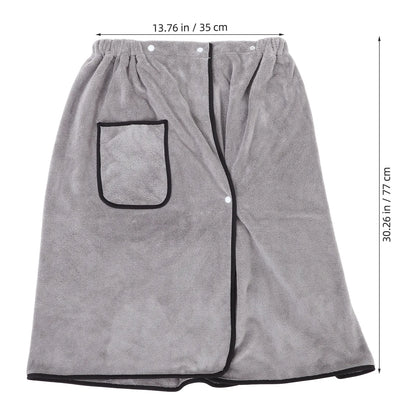 Men Wearable Bath Wrap Adjustable Snap Closure Coral Fleece Towel Highly Absorbent Drying for Bathroom Pool Beach Spa