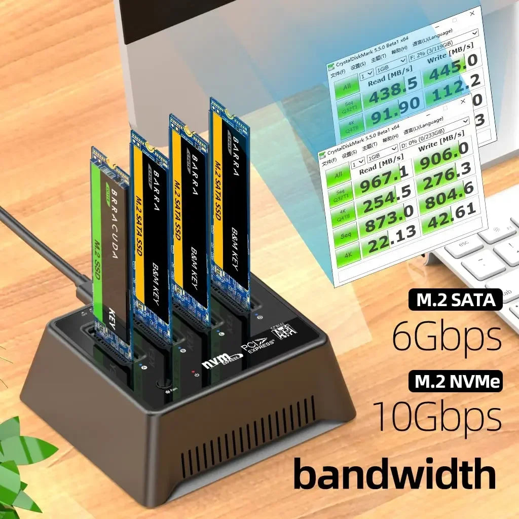 MAIWO 4 Bay M.2 SATA NVMe Docking Station 10Gbps M2 NVME NGFF SSD Case USB3.1 Type-C Gen2 External Hard ssd box with Cooling Fan