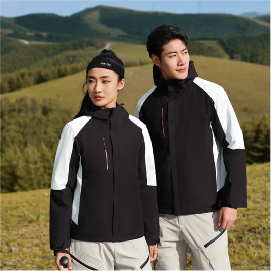 Vinterjakka med Huva och Eget Tryck eller Brodyr – Fleecefodrad Dragkedja Smart Casual M–4XL (Asian)