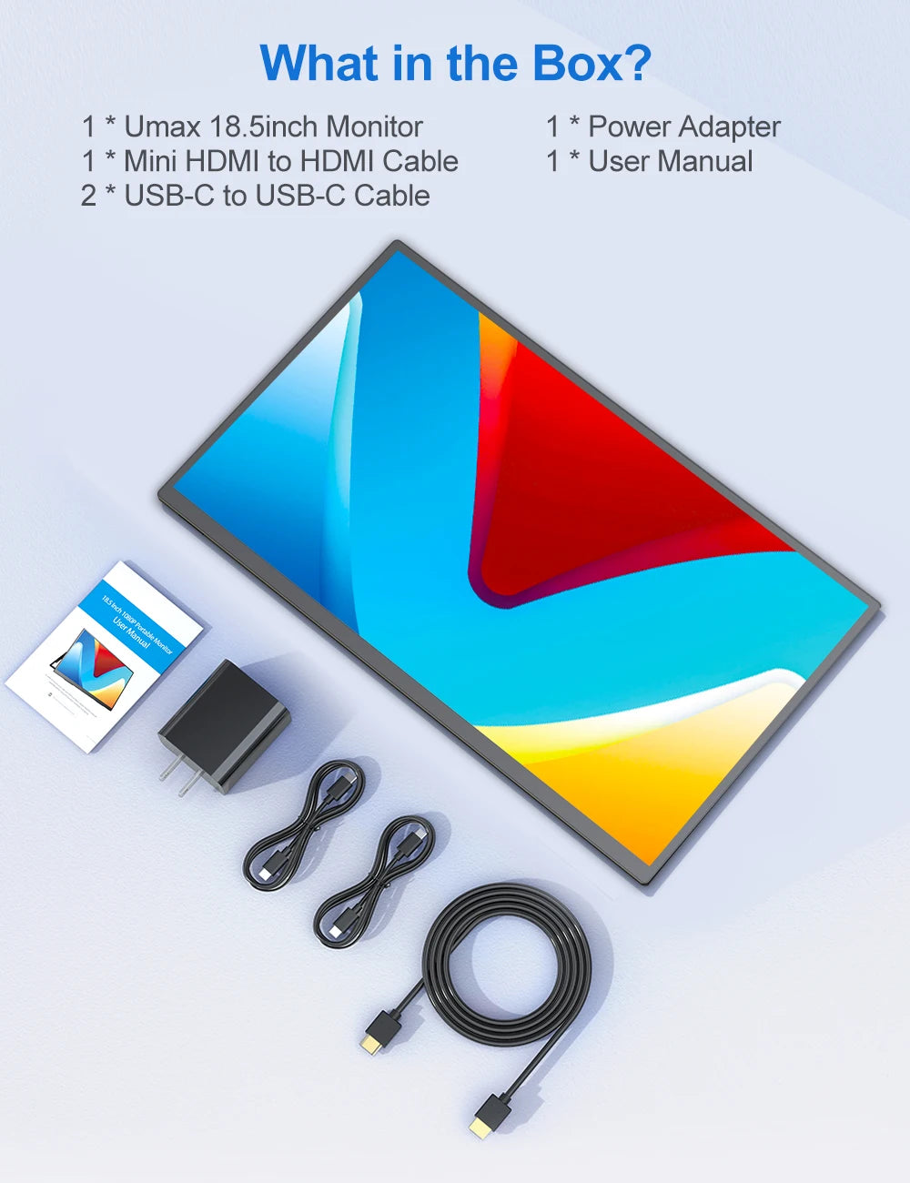 UPERFECT 18,5" Portabel Touchskärm – 120Hz IPS FreeSync HDR400 VESA USB-C Mini-HDMI Inbyggda Högtalare Laptop PC Switch PS5