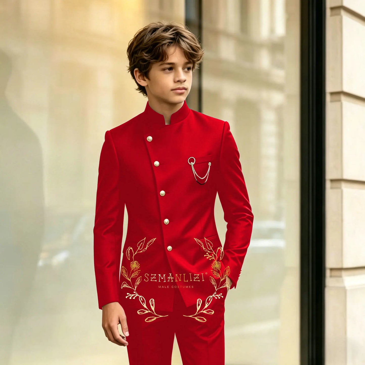 Indian Style Black Child Boy Dinner Tuxedos Little Kids Costume Wedding Party Prom Pants Suits Birthday Wear 2 Pieces Customized