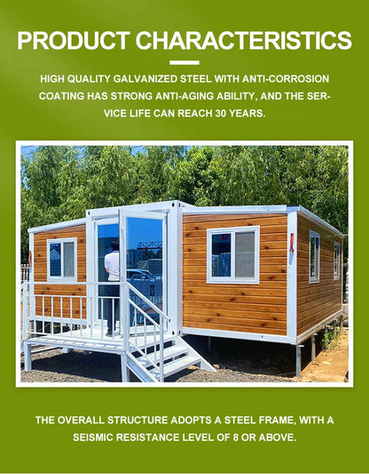 Expanderbar modulär containervilla med kök, tillgänglig i 20ft och 40ft