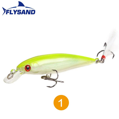 FLYSAND Laser Minnow Fishing Lure Pesca Hooks Fish Wobbler Tackle Crankbait Artificial Japan Hard Bait 90mm 7.2g Swimbait 1PCS