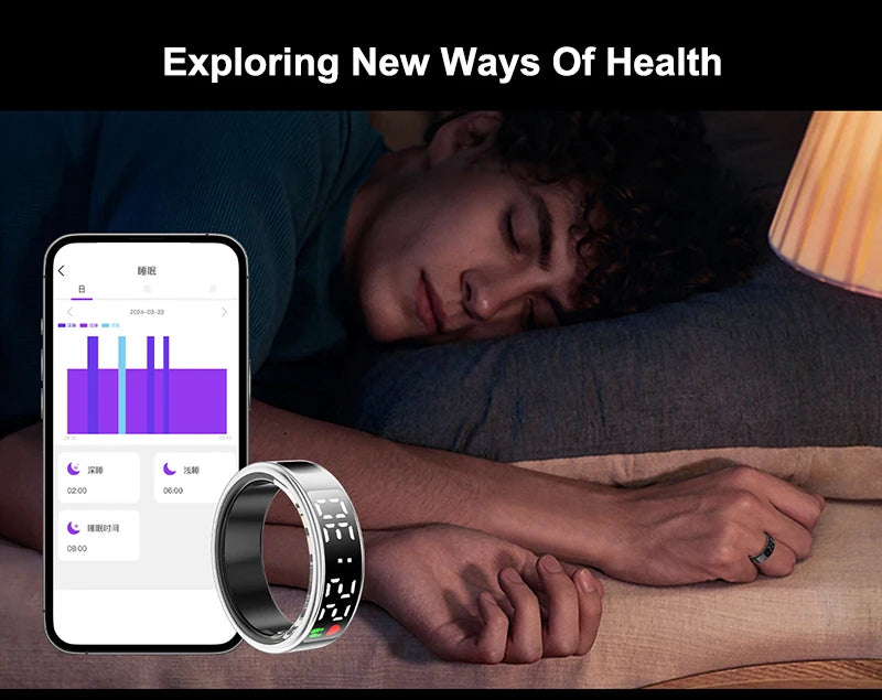 Smart Ring For Men Women Heart Rate Blood Oxygen Monitor Multi 5ATM & IP68 Waterproof Sports Ring Sleep Fitness For Android IOS