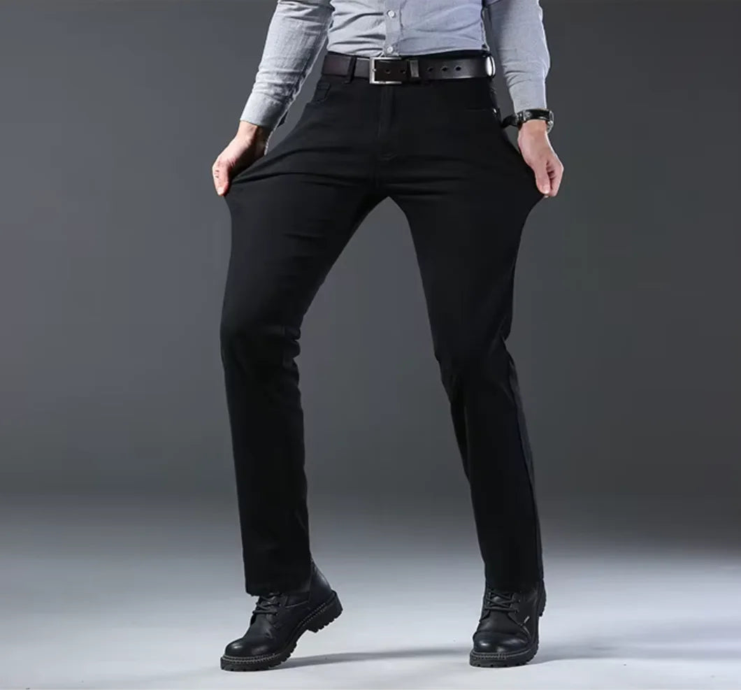 Business-jeans för herr – rak passform, stretch-denim, casual och kontor