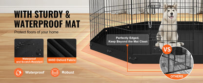Dog Playpen, 8 Panels Foldable Metal Dog Exercise Pen with Bottom Pad, 61 cm H Pet Fence Puppy Crate Kennel with Ground Stakes, Indoor Outdoor Dog Pen for Small Medium Pets, for Camping, Yard