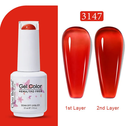 Clou Beaute Transparent French Gel Polish Translucent Nude Pink Red Jelly Glass Milky White Varnish Rainbow Color Nail Art