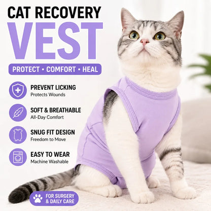 Soft Cat Recovery Vest Anti Licking Kitten Surgery Suit Pet Sterilization Jumpsuit Comfortable Weaning Clothes for Daily Care