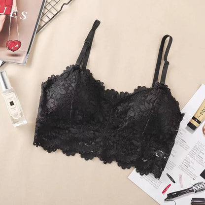Women's Sling Bra Summer Thin Lace Beautiful Back Bra Small Chest Gather Up Support Bra Without Rods Fashion Vacation Underwear