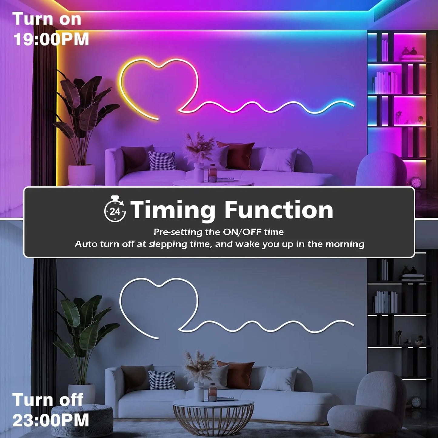 Flexibel LED Neon-slinga – RGB, IP65, App & Fjärr, Musiksynk, 24V, EU-kontakt, 5–30M