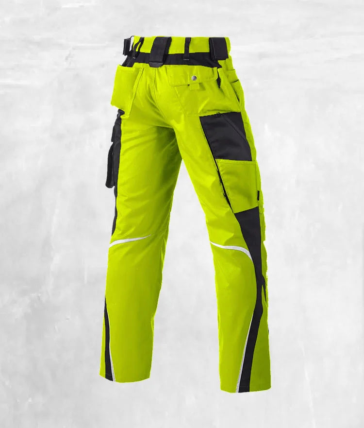 Men's Work Pants with Multi Pockets Two Tone Construction Pants with Reflective Stripes Cargo Pants Zipper Front Work Wear Pants