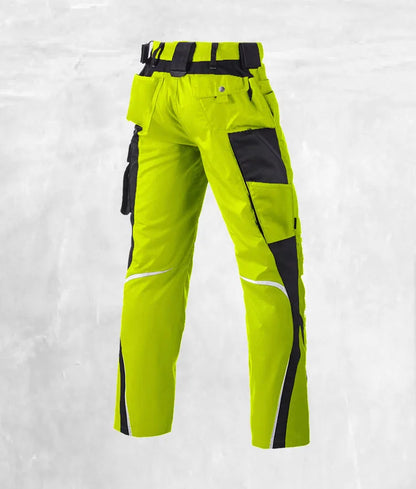 Men's Work Pants with Multi Pockets Two Tone Construction Pants with Reflective Stripes Cargo Pants Zipper Front Work Wear Pants
