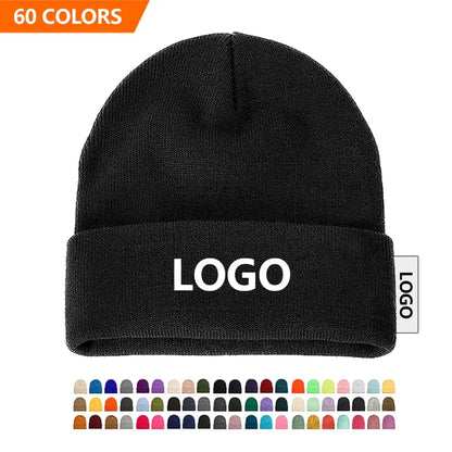 Anpassningsbar Stickad Mössa Grossist – 13 Färger + Valfri Färg Akryl Unisex Eget Logotryck Vinter 12–200 st Profilkläder
