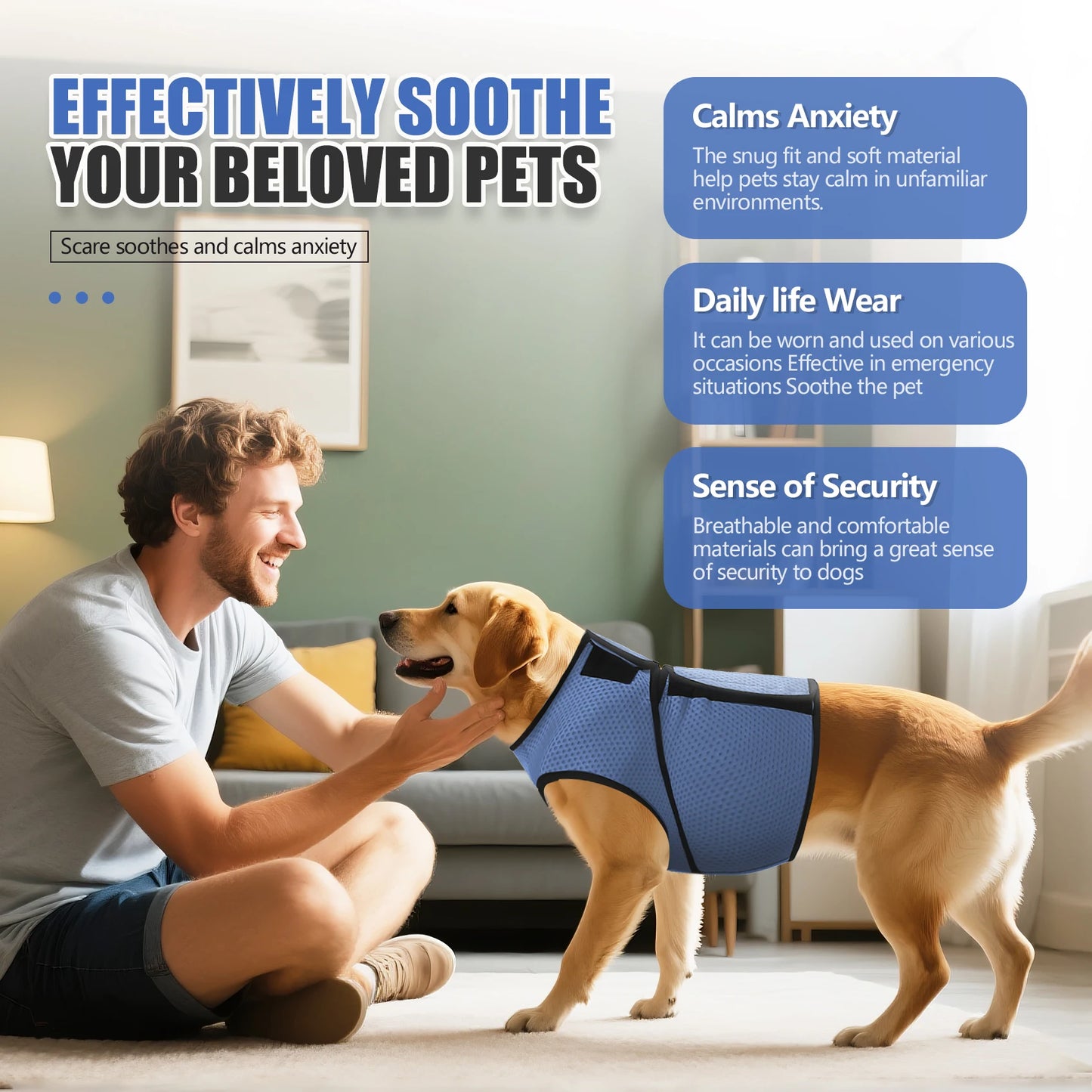 Breathable Mesh Dog Calming Vest Adjustable Anti-Anxiety Soothing Wrap Stress Relief Jacket For Thunder Travel Small M